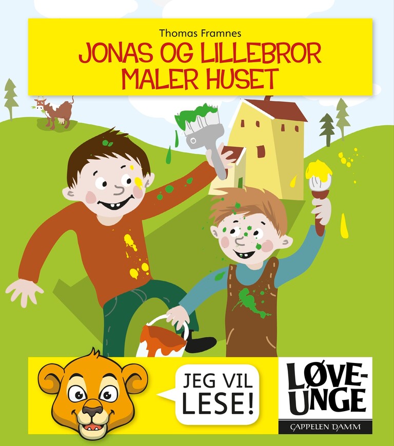 Jonas og lillebror maler huset